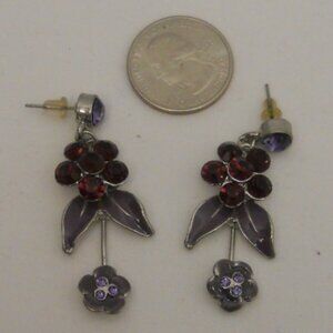 Womens Fashion Earrings Floral Rhinestones PRINCESS Drop Dangle Push Backs